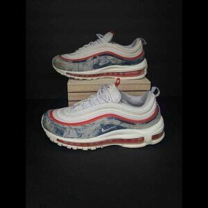 Nike Air Max 97 Sneakers US 9 Womens Blue White Denim Washed Shoes